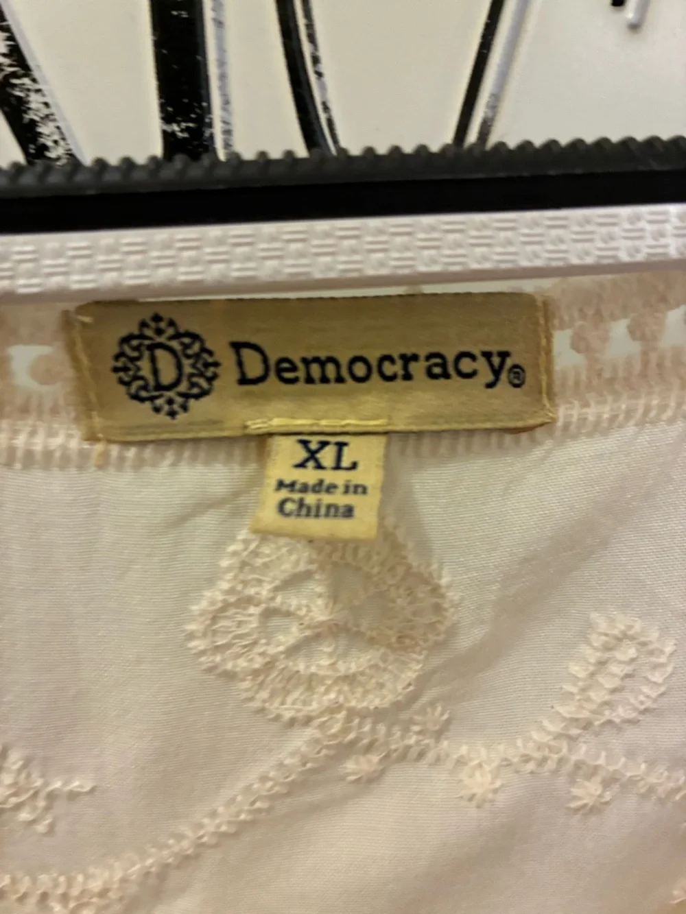 Democracy Cream Eyelet Lace Scoop Neck Flutter Sleeve Top - Picture 7 of 11